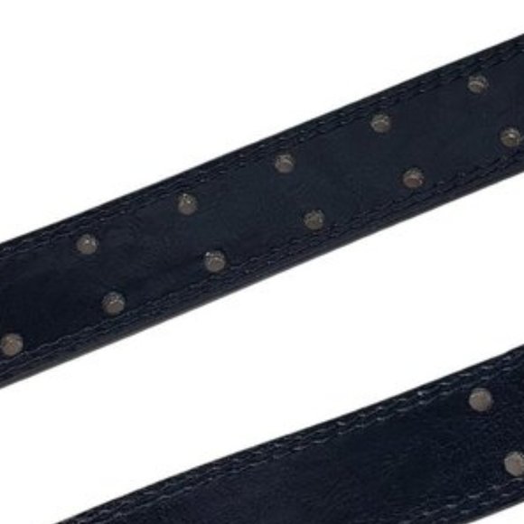 Men's Unisex Black Genuine Leather Two Prong Row Belt 2 Pieces / 2 Belts - Picture 4 of 4